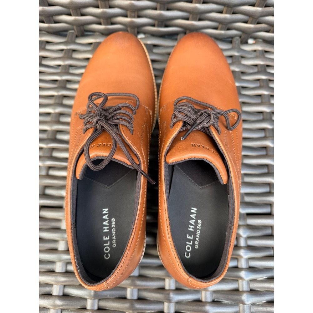 Cole Haan Mens FlexGrand 360 Tan Leather Plain Toe Derby Shoes Size 10M New - Picture 11 of 11